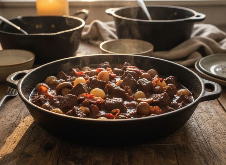 Boeuf bourguignon i rødvin