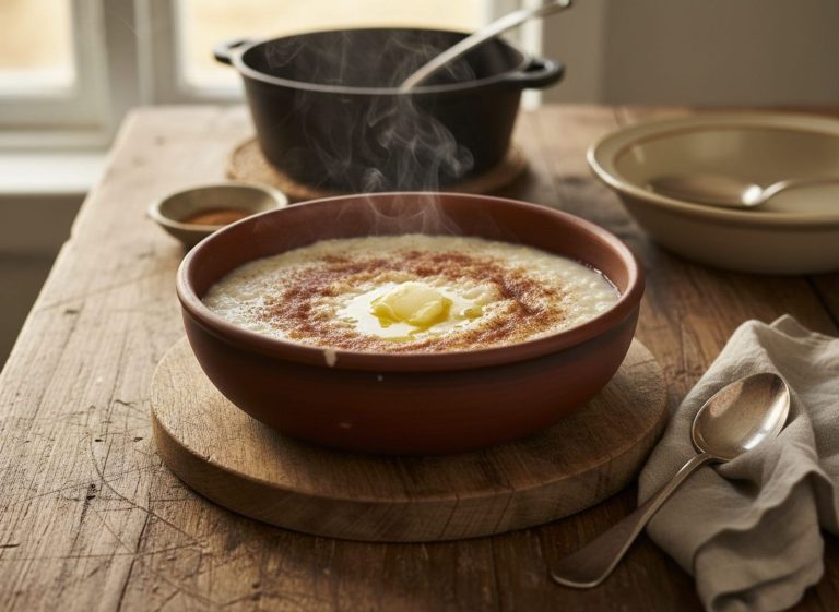 Cremet risengrød med kanelsukker